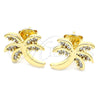 Oro Laminado Stud Earring, Gold Filled Style Tree Design, with White Cubic Zirconia, Polished, Golden Finish, 02.195.0094