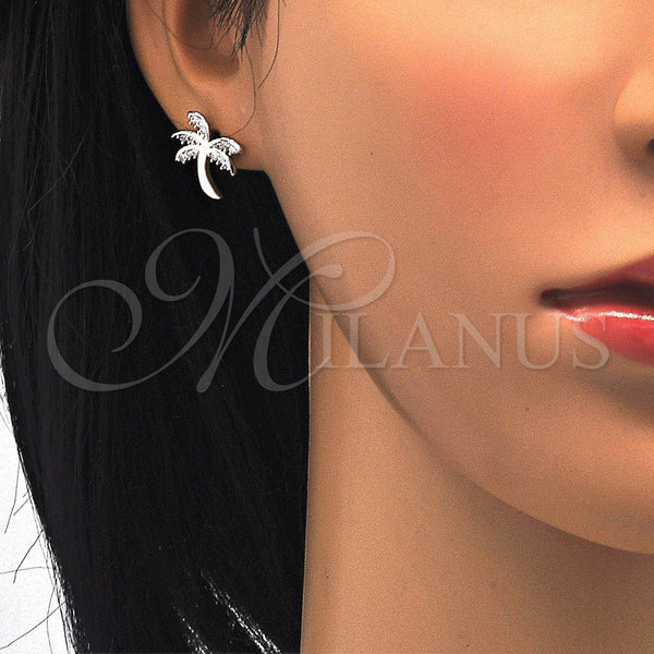 White Gold Filled Ring — Stud Earring Tree Design with White Cubic Zirconia — alternate product view — SKU 121201 | Oro Laminado Blanco anillo — Stud Earring Tree diseño with blanco Cubic Zirconia — SKU 121201