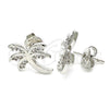 Rhodium Gold Filled Stud Earring, Tree Design, with White Cubic Zirconia, Polished, Rhodium Finish, 02.195.0094.1