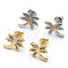 Rhodium Gold Filled Stud Earring, Tree Design, with White Cubic Zirconia, Polished, Rhodium Finish, 02.195.0094.1