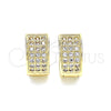 Oro Laminado Huggie Hoop, Gold Filled Style with White Micro Pave, Polished, Golden Finish, 02.195.0096.12