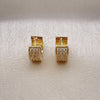 Oro Laminado Huggie Hoop, Gold Filled Style with White Micro Pave, Polished, Golden Finish, 02.195.0096.12