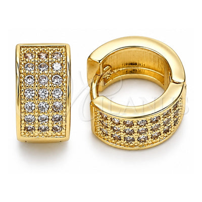 Oro Laminado Huggie Hoop, Gold Filled Style with White Micro Pave, Polished, Golden Finish, 02.195.0096.12