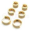Oro Laminado Huggie Hoop, Gold Filled Style with White Micro Pave, Polished, Golden Finish, 02.195.0096.12
