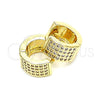 Oro Laminado Huggie Hoop, Gold Filled Style with White Micro Pave, Polished, Golden Finish, 02.195.0097.12