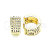 Oro Laminado Huggie Hoop, Gold Filled Style with White Micro Pave, Polished, Golden Finish, 02.195.0097.12