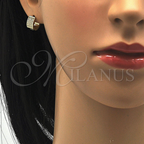 Gold Filled Hoop Earrings — Huggie Hoop with White Micro Pave Polished 02. — alternate product view — SKU 121214 | Oro Laminado aretes de aro — Huggie Hoop with blanco Micro Pave pulido 02. — SKU 121214