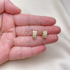 Oro Laminado Huggie Hoop, Gold Filled Style with White Micro Pave, Polished, Golden Finish, 02.195.0097.12