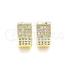 Oro Laminado Huggie Hoop, Gold Filled Style with White Micro Pave, Polished, Golden Finish, 02.195.0097.12