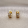 Oro Laminado Huggie Hoop, Gold Filled Style with White Micro Pave, Polished, Golden Finish, 02.195.0097.12