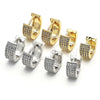 Oro Laminado Huggie Hoop, Gold Filled Style with White Micro Pave, Polished, Golden Finish, 02.195.0097.12