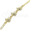 Oro Laminado Fancy Bracelet, Gold Filled Style Turtle Design, Polished, Golden Finish, 03.63.1871.07 (04 MM Thickness, 7 Inches Length)