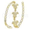 Oro Laminado Fancy Bracelet, Gold Filled Style Turtle Design, Polished, Golden Finish, 03.63.1871.07 (04 MM Thickness, 7 Inches Length)