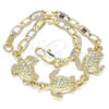 Oro Laminado Fancy Bracelet, Gold Filled Style Turtle Design, Polished, Golden Finish, 03.63.1871.07 (04 MM Thickness, 7 Inches Length)