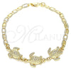 Oro Laminado Fancy Bracelet, Gold Filled Style Turtle Design, Polished, Golden Finish, 03.63.1871.07 (04 MM Thickness, 7 Inches Length)