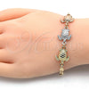 Oro Laminado Fancy Bracelet, Gold Filled Style Turtle Design, Polished, Tricolor, 03.63.1871.1.07 (04 MM Thickness, 7 Inches Length)