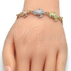 Oro Laminado Fancy Bracelet, Gold Filled Style Turtle Design, Polished, Tricolor, 03.63.1871.1.07 (04 MM Thickness, 7 Inches Length)