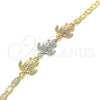 Oro Laminado Fancy Bracelet, Gold Filled Style Turtle Design, Polished, Tricolor, 03.63.1871.1.07 (04 MM Thickness, 7 Inches Length)