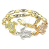 Oro Laminado Fancy Bracelet, Gold Filled Style Turtle Design, Polished, Tricolor, 03.63.1871.1.07 (04 MM Thickness, 7 Inches Length)