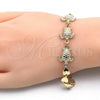 Oro Laminado Fancy Bracelet, Gold Filled Style Turtle and Heart Design, Polished, Golden Finish, 03.63.1873.08 (07 MM Thickness, 8 Inches Length)