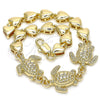 Oro Laminado Fancy Bracelet, Gold Filled Style Turtle and Heart Design, Polished, Golden Finish, 03.63.1873.08 (07 MM Thickness, 8 Inches Length)
