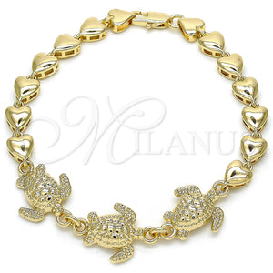 Gold Filled Bracelet — Fancy Bracelet Turtle and Heart Design Polished 03.63. — main product view — SKU 121243 | Oro Laminado brazalete — elegante Bracelet Turtle and corazón diseño pulido 03.63. — SKU 121243