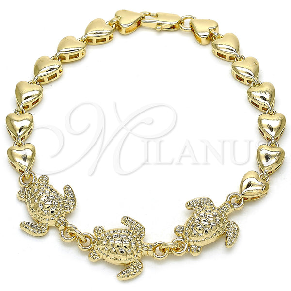 Gold Filled Bracelet — Fancy Bracelet Turtle and Heart Design Polished 03.63. — main product view — SKU 121243 | Oro Laminado brazalete — elegante Bracelet Turtle and corazón diseño pulido 03.63. — SKU 121243
