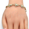Oro Laminado Fancy Bracelet, Gold Filled Style Turtle Design, Polished, Golden Finish, 03.63.1874.07 (04 MM Thickness, 7 Inches Length)