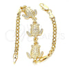 Oro Laminado Fancy Bracelet, Gold Filled Style Turtle Design, Polished, Golden Finish, 03.63.1874.07 (04 MM Thickness, 7 Inches Length)