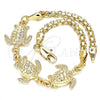 Oro Laminado Fancy Bracelet, Gold Filled Style Turtle Design, Polished, Golden Finish, 03.63.1874.07 (04 MM Thickness, 7 Inches Length)