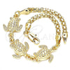 Oro Laminado Fancy Bracelet, Gold Filled Style Turtle Design, Polished, Golden Finish, 03.63.1874.07 (04 MM Thickness, 7 Inches Length)