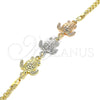 Oro Laminado Fancy Bracelet, Gold Filled Style Turtle Design, Polished, Tricolor, 03.63.1874.1.07 (04 MM Thickness, 7 Inches Length)