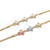 Oro Laminado Fancy Bracelet, Gold Filled Style Turtle Design, Polished, Tricolor, 03.63.1874.1.07 (04 MM Thickness, 7 Inches Length)