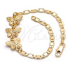 Oro Laminado Fancy Bracelet, Gold Filled Style Butterfly Design, Polished, Golden Finish, 03.63.1879.08 (04 MM Thickness, 8 Inches Length)