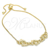 Oro Laminado Adjustable Bolo Bracelet, Gold Filled Style Dolphin Design, Polished, Golden Finish, 03.63.1884.12 (01 MM Thickness, 12 Inches Length)