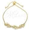 Oro Laminado Adjustable Bolo Bracelet, Gold Filled Style Dolphin Design, Polished, Golden Finish, 03.63.1884.12 (01 MM Thickness, 12 Inches Length)