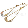 Oro Laminado Adjustable Bolo Bracelet, Gold Filled Style Dolphin Design, Polished, Golden Finish, 03.63.1884.12 (01 MM Thickness, 12 Inches Length)