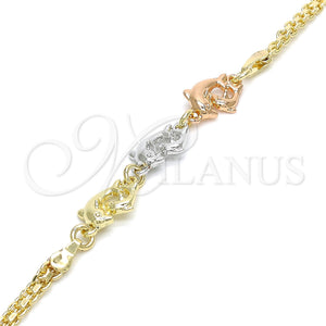 Gold Filled Bracelet — Fancy Bracelet Dolphin Design Polished Tricolor 03.63. 04 — main product view — SKU 121283 | Oro Laminado brazalete — elegante Bracelet Dolphin diseño pulido Tricolor 03.63. 04 — SKU 121283