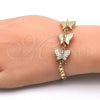 Oro Laminado Fancy Bracelet, Gold Filled Style Butterfly Design, Polished, Golden Finish, 03.63.1887.08 (04 MM Thickness, 8 Inches Length)