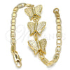 Oro Laminado Fancy Bracelet, Gold Filled Style Butterfly Design, Polished, Golden Finish, 03.63.1887.08 (04 MM Thickness, 8 Inches Length)