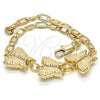 Oro Laminado Fancy Bracelet, Gold Filled Style Butterfly Design, Polished, Golden Finish, 03.63.1887.08 (04 MM Thickness, 8 Inches Length)