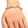 Oro Laminado Fancy Bracelet, Gold Filled Style Owl Design, Polished, Golden Finish, 03.63.1889.08 (04 MM Thickness, 8 Inches Length)