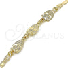 Oro Laminado Fancy Bracelet, Gold Filled Style Owl Design, Polished, Golden Finish, 03.63.1889.08 (04 MM Thickness, 8 Inches Length)