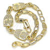 Oro Laminado Fancy Bracelet, Gold Filled Style Owl Design, Polished, Golden Finish, 03.63.1889.08 (04 MM Thickness, 8 Inches Length)
