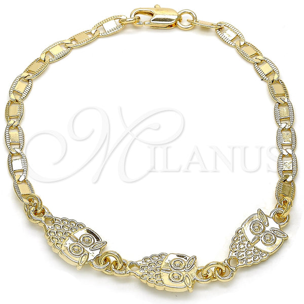 Gold Filled Bracelet — Fancy Bracelet Owl Design Polished 03.63. 04 MM — main product view — SKU 121293 | Oro Laminado brazalete — elegante Bracelet Owl diseño pulido 03.63. 04 MM — SKU 121293