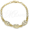 Oro Laminado Fancy Bracelet, Gold Filled Style Owl Design, Polished, Golden Finish, 03.63.1889.08 (04 MM Thickness, 8 Inches Length)