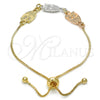 Oro Laminado Adjustable Bolo Bracelet, Gold Filled Style Owl Design, Polished, Tricolor, 03.63.1890.1.10 (01 MM for wholesale, additional product view 6