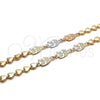 Oro Laminado Fancy Bracelet, Gold Filled Style Owl and Heart Design, Polished, Tricolor, 03.63.1891.1.08 (07 MM Thickness, 8 Inches Length)