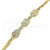 Oro Laminado Fancy Bracelet, Gold Filled Style Owl Design, Polished, Golden Finish, 03.63.1892.08 (04 MM Thickness, 8 Inches Length)