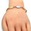 Oro Laminado Fancy Bracelet, Gold Filled Style Owl Design, Polished, Tricolor, 03.63.1892.1.08 (04 MM Thickness, 8 Inches Length)